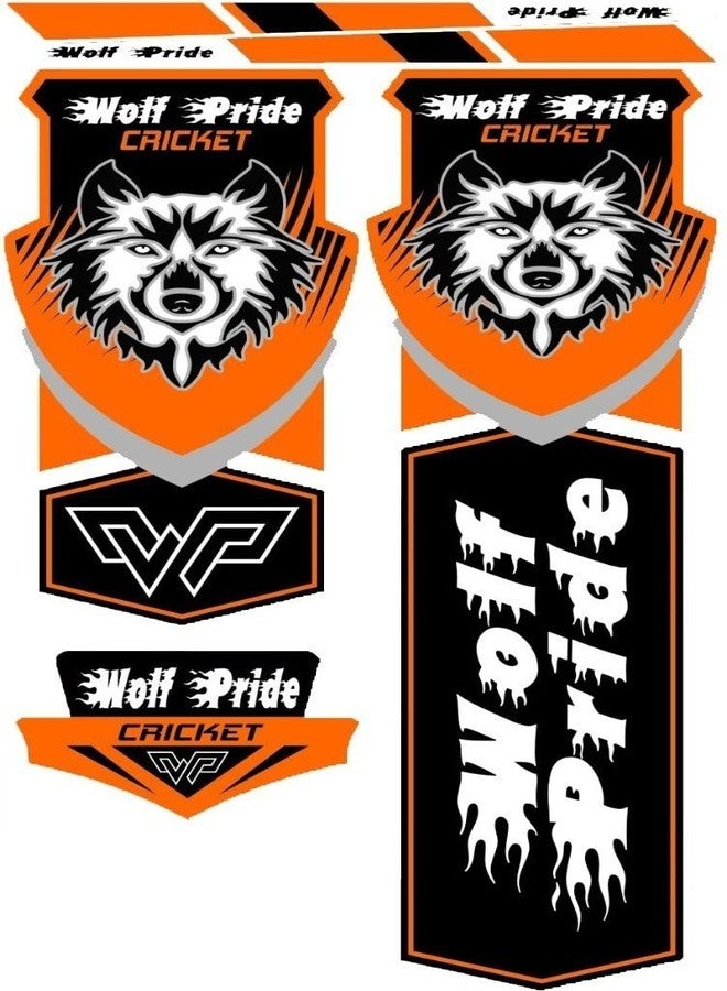 WOLF PRIDE Classic Orange Cricket Bat Sticker (Orange) - Image 2