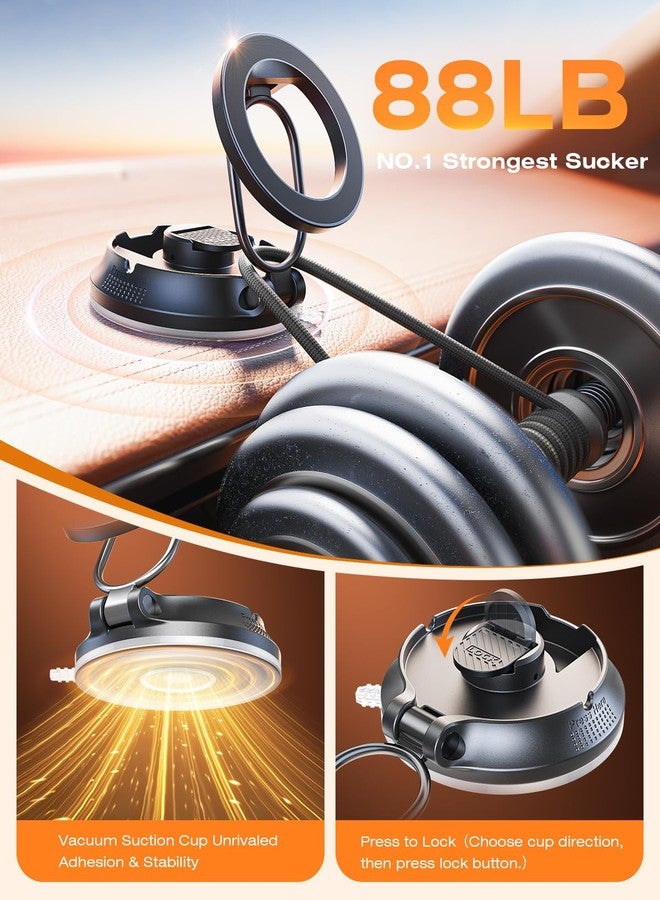 SUPERONE 【2026 Newest】SUPERONE for Magsafe Car Mount Suction Cup,【Strongest Suction, 70% Less Spcae】Magnetic Car Phone Holder, Vacuum Phone Mount Foldable Car Accessories for iPhone 17 Pro Max/16/15/14/13/12 - Image 3