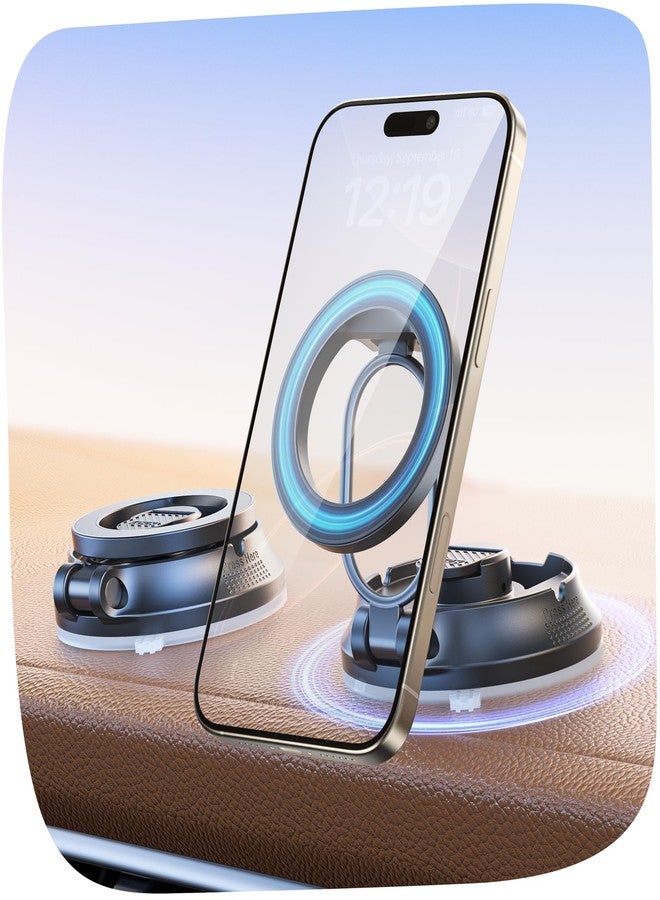 SUPERONE 【2026 Newest】SUPERONE for Magsafe Car Mount Suction Cup,【Strongest Suction, 70% Less Spcae】Magnetic Car Phone Holder, Vacuum Phone Mount Foldable Car Accessories for iPhone 17 Pro Max/16/15/14/13/12 - Image 1
