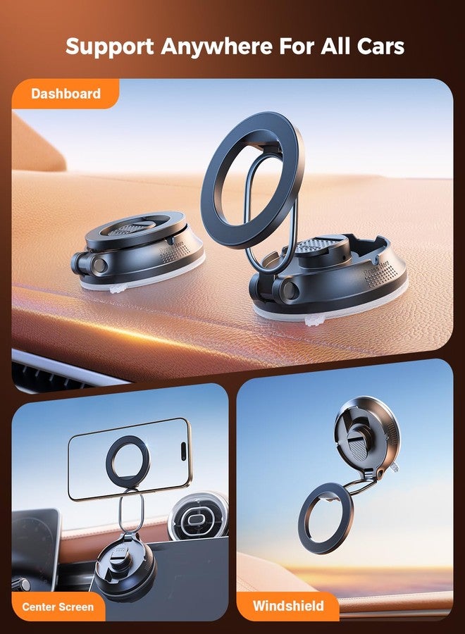 SUPERONE 【2026 Newest】SUPERONE for Magsafe Car Mount Suction Cup,【Strongest Suction, 70% Less Spcae】Magnetic Car Phone Holder, Vacuum Phone Mount Foldable Car Accessories for iPhone 17 Pro Max/16/15/14/13/12 - Image 4