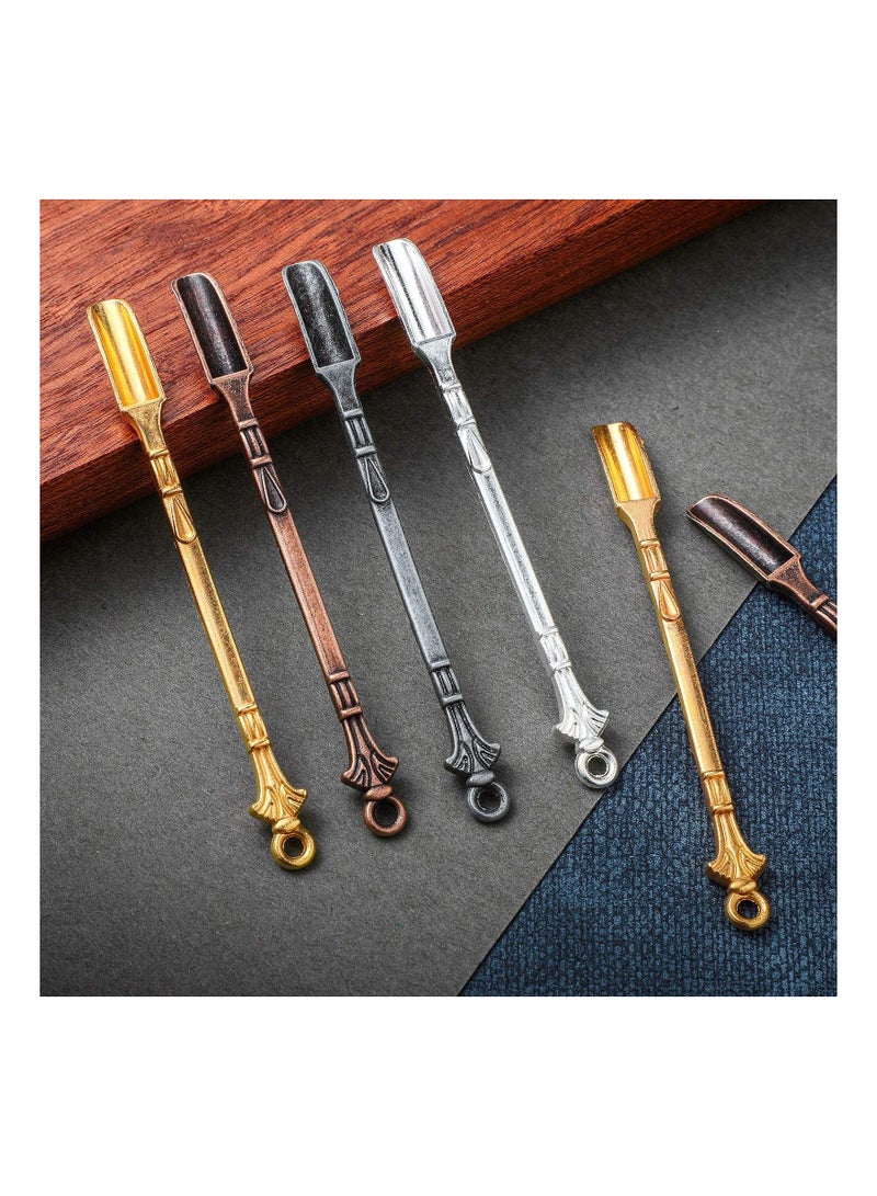 SYOSI Spoon Mini Shovel Spoon, Tableware Charm, Pendants Necklace Mini Shovel for Filling, Home Supply Necklace Spoon, Gold, Silver, Antique Brass, Black Gray 36 Pieces  - Image 2