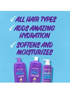Aussie Aussie Miracle Moist Shampoo and Conditioner with 3 Minute Miracle Deep Conditioner, Avocado & Jojoba Oil, Paraben-Free, Moisturizes & Detangles, All Hair Types, Citrus Floral Scent, 3 Pack 68.4 Fl Oz  - Image 2