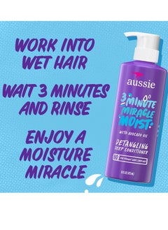Aussie Aussie Miracle Moist Shampoo and Conditioner with 3 Minute Miracle Deep Conditioner, Avocado & Jojoba Oil, Paraben-Free, Moisturizes & Detangles, All Hair Types, Citrus Floral Scent, 3 Pack 68.4 Fl Oz  - Image 4
