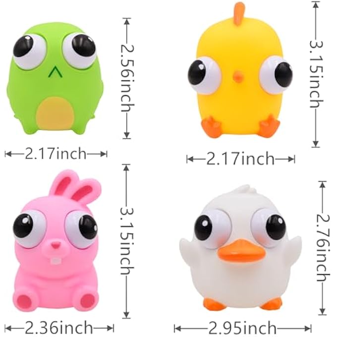 Howzcci 4 Pack Easter Squeeze Out Eyes Toys, Bunny Chick Duck Frog Squeeze Toys for Kids Girls Boys Easter Basket Stuffers Party Favors Gifts - Image 3