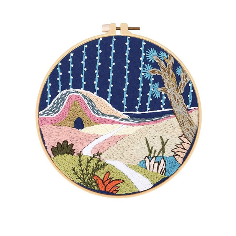 SOLARAE Embroidery Starter Kit with Pattern and Instructions 3 Sets Cross Stitch Kit Include Embroidery Clothes with Plants Flowers Pattern 1 Embroidery Hoops Color Threads and Tools - Image 2