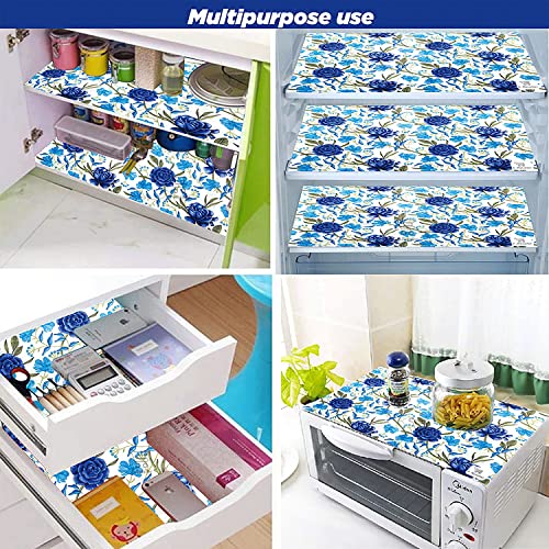 E-Retailer® Polyester 3-Layered Fridge Top Cover/Refrigerator Cover With Utility Pockets and Set of 4 Pc. Fridge Mats (Color-Blue, Size -39x21 Inches) - Image 5