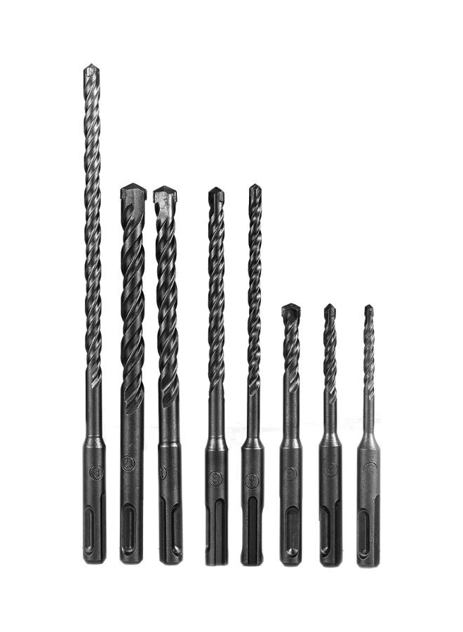 NIBEMINENT 8-Piece Electric Hammer Shank Drill Bit Set Silver - Image 1