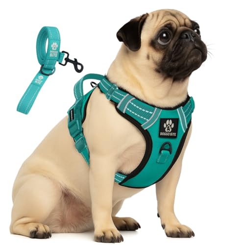 Doggo Bite Premium Reflective Dog Vest Harness| Soft Breathable| Padded Handle| Adjustable Straps & Luxury Buckle| No-Choke with Free Designer Leash-19mm| Chest (13-22 inch) All Small Breeds 4-13 Kg - Image 1