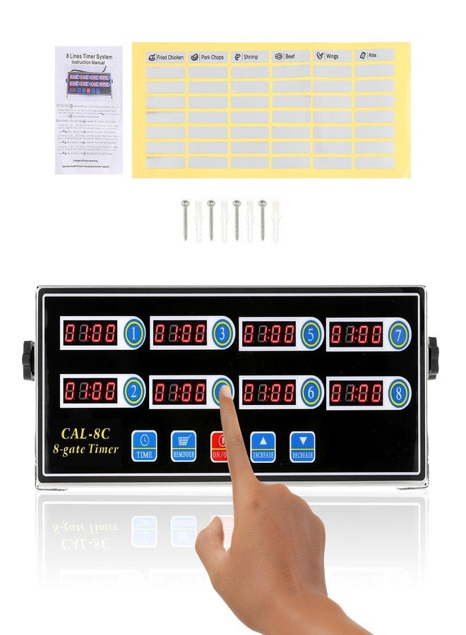 BEAMNOVA 8-Channel Digital Kitchen Timer Commercial Cooking Fryer Reminder Loud Ring Alarm Stainless Steel Adjustable Volume - Image 1