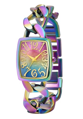 Bisley Rainbow Rectangular Watch Chain Bracelet Three Hand Analog Watch - Image 1