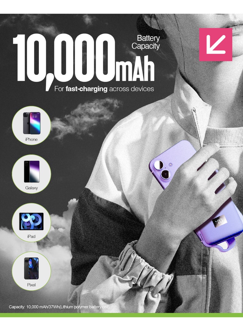 JUICE Eco Integrated Power Bank, Portable Charger 10,000 mAh with Built-in Cable & Digital Display, USB-C Output, Power Bank for iPhone 15 16 Pro Max, Samsung, Xiaomi, iPad, GoPro - Ultra Marine - Image 5