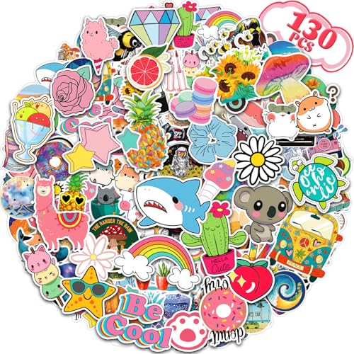 Arme 130Pcs Cute Stickers Pack Colorful Vinyl Stickers for Water Bottles Computer Skateboad Phone Notebooks Valentines Day Cute Stickers Waterproof Pet Sticker for Toddlers Kids Teens Girls Boys - Image 1