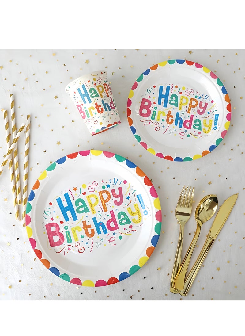 Generic - 70PCS Happy Birthday Party Supplies Include Plates, Cups, Napkins, Spoons, Forks, Knives for Boys and Girls Party Supplies and Decorations (70 Pieces Happy Birthday Set) - Image 1