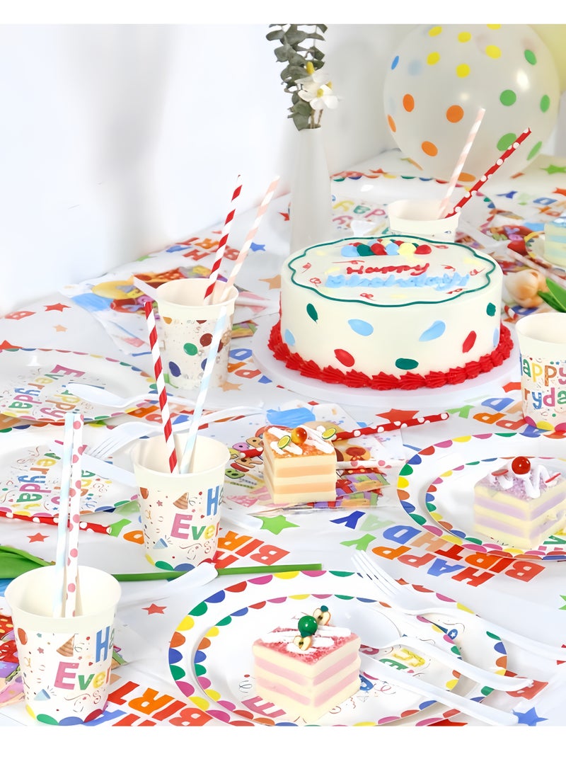 Generic - 70PCS Happy Birthday Party Supplies Include Plates, Cups, Napkins, Spoons, Forks, Knives for Boys and Girls Party Supplies and Decorations (70 Pieces Happy Birthday Set) - Image 1