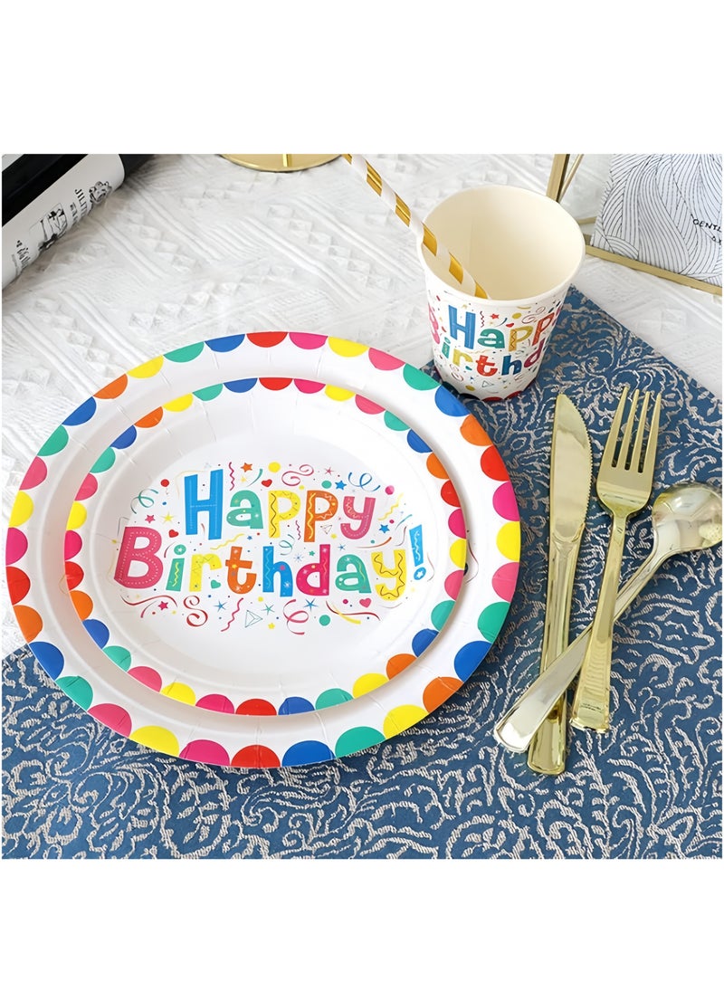 Generic - 70PCS Happy Birthday Party Supplies Include Plates, Cups, Napkins, Spoons, Forks, Knives for Boys and Girls Party Supplies and Decorations (70 Pieces Happy Birthday Set) - Image 1