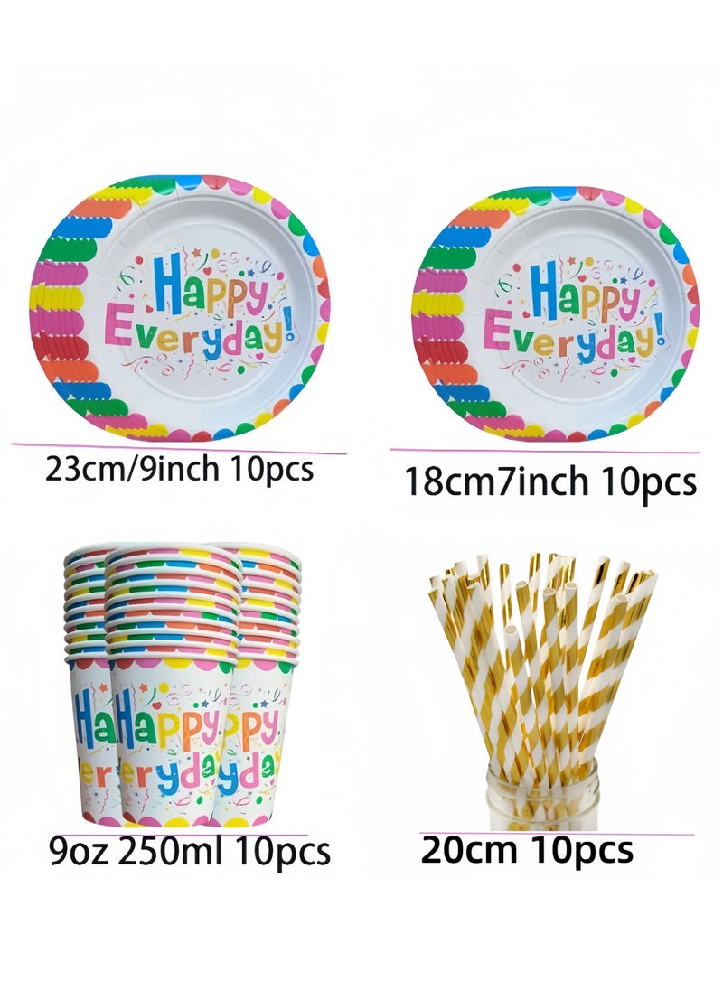 Generic - 70PCS Happy Birthday Party Supplies Include Plates, Cups, Napkins, Spoons, Forks, Knives for Boys and Girls Party Supplies and Decorations (70 Pieces Happy Birthday Set) - Image 1