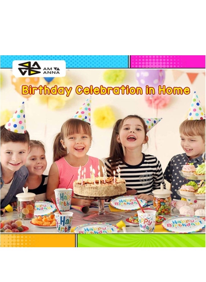 Generic - 70PCS Happy Birthday Party Supplies Include Plates, Cups, Napkins, Spoons, Forks, Knives for Boys and Girls Party Supplies and Decorations (70 Pieces Happy Birthday Set) - Image 1