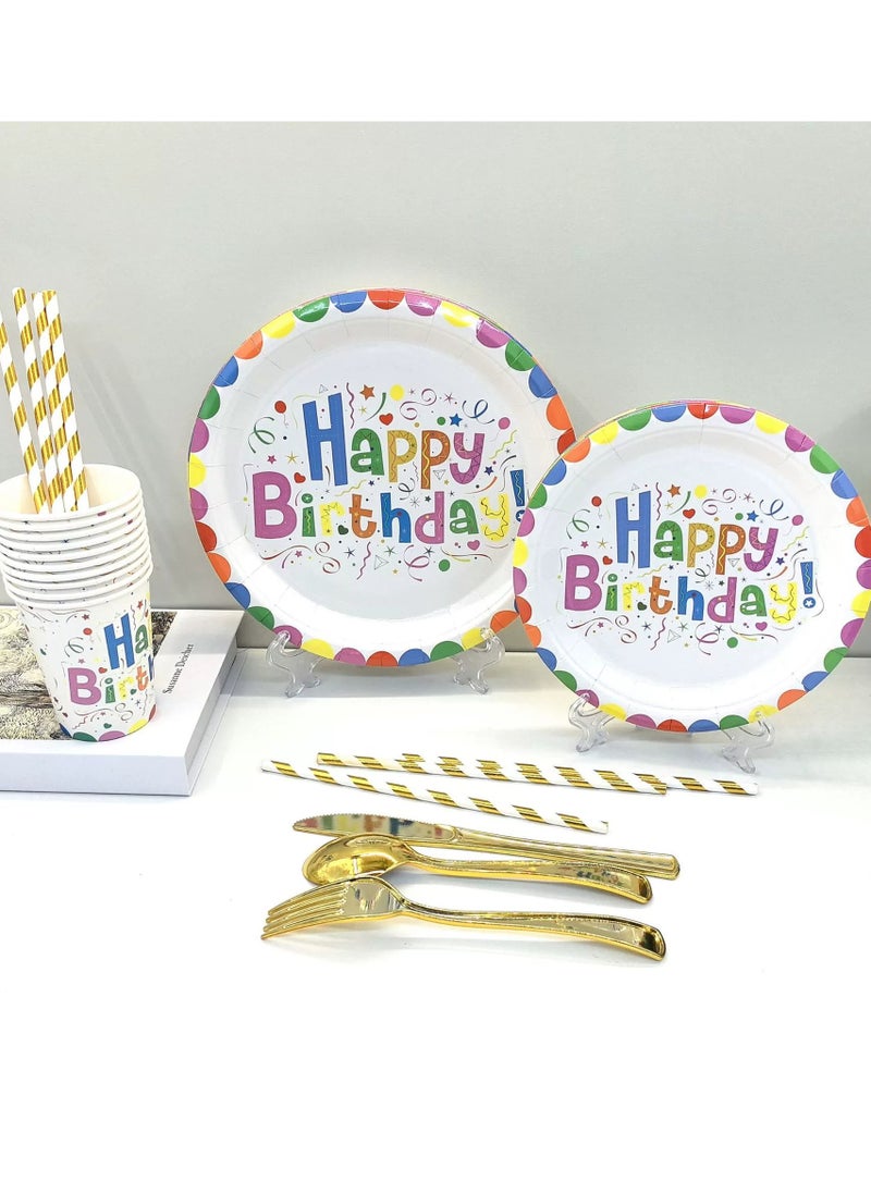 Generic - 70PCS Happy Birthday Party Supplies Include Plates, Cups, Napkins, Spoons, Forks, Knives for Boys and Girls Party Supplies and Decorations (70 Pieces Happy Birthday Set) - Image 1