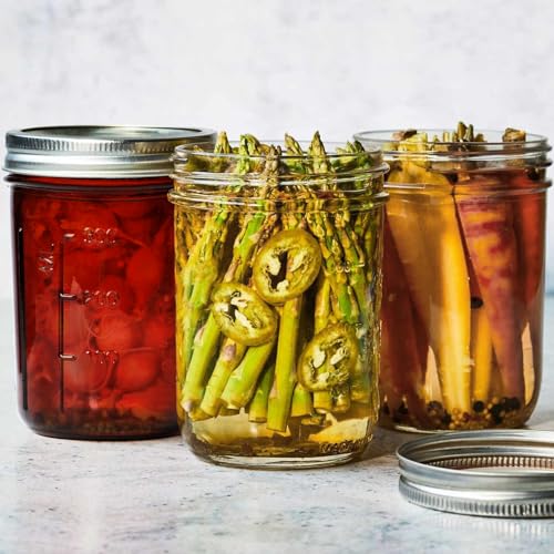 KORCCI Amber Glass Mason Jars 16oz - 6 Pcs Wide Mouth Mason Jars With Lids And Bands. Empty Candle Jar, Food Storage Containers, Canning Jar For Canning, Fermenting, Pickling, Jar Décor. - Image 5