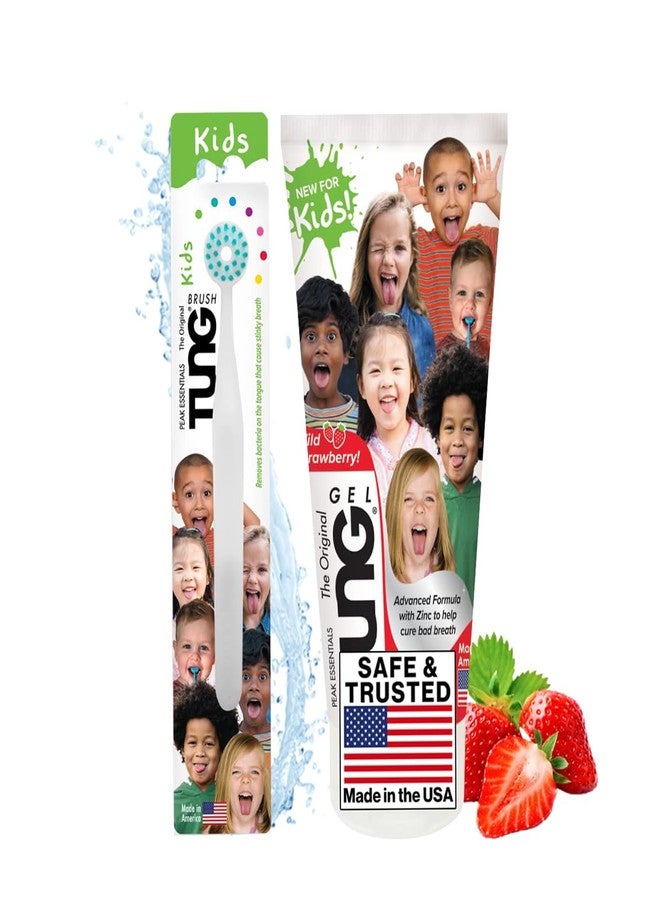 Peak Essentials The Original TUNG Brush Tongue Scraper for Kids, Kids Tongue Cleaner Kit, Childrens Tongue Cleaner, Childs Tongue Scrubber, Fight Bad Breath, Made in USA (Set of 1) - Image 1