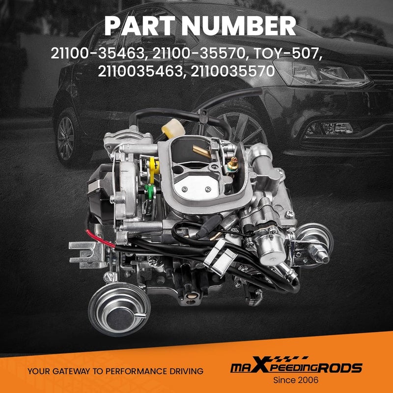 maXpeedingrods كربوراتور 2 برميل 22R TOY-507 TOY-505 لسيارة تويوتا 22R محرك بيك أب 1987 و 1988-1990 مع موصل مربع 21100-35463 21100-35570 2.4L 2366CC، خنق تلقائي - Image 5