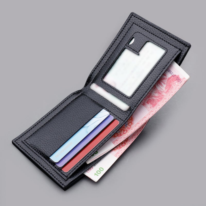 Mens Short Wallet with Zipper Horizontal Drivers License Holder 6570 without label black - Image 4