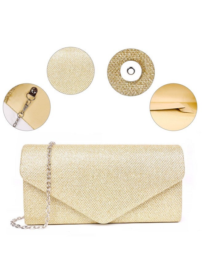 Larcenciel Gold Clutch Purses for Women, Sparkly Sequin Envelope Clutch Evening Bag w/Chain, Gorgeous Shoulder Crossbody Handbags, Shiny Party Prom Purse Bride Wedding Guest Clutch Dress Carry on Bag - Image 2