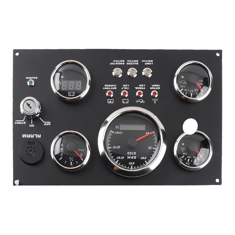 5in1 Digital Gauge Cluster, RPM Fuel Level Oil Pressure Water Temp Voltage Meter for RV Boat Yacht - IP67 Waterproof, Timely Alarm Function, Multi - Engine Monitoring - Image 1