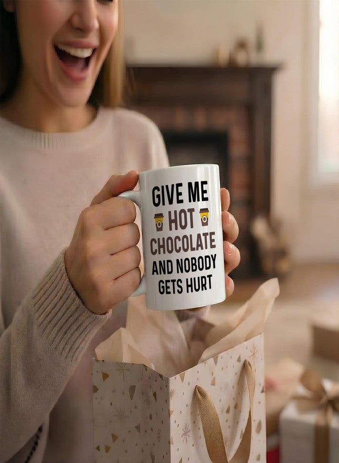 Casitika Funny Hot Cocoa Mug. Give Me Hot Chocolate and Nobody Gets Hurt 11 oz Coffee Cup. Novelty Gift idea for Winter and the Holidays. - Image 5