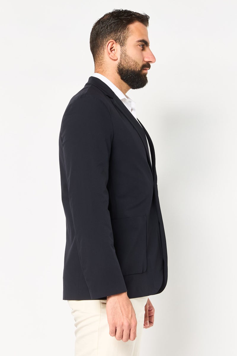 SELECTED Men Regular Fit Solid Semi-Formal Blazer, Dark Navy - Image 3
