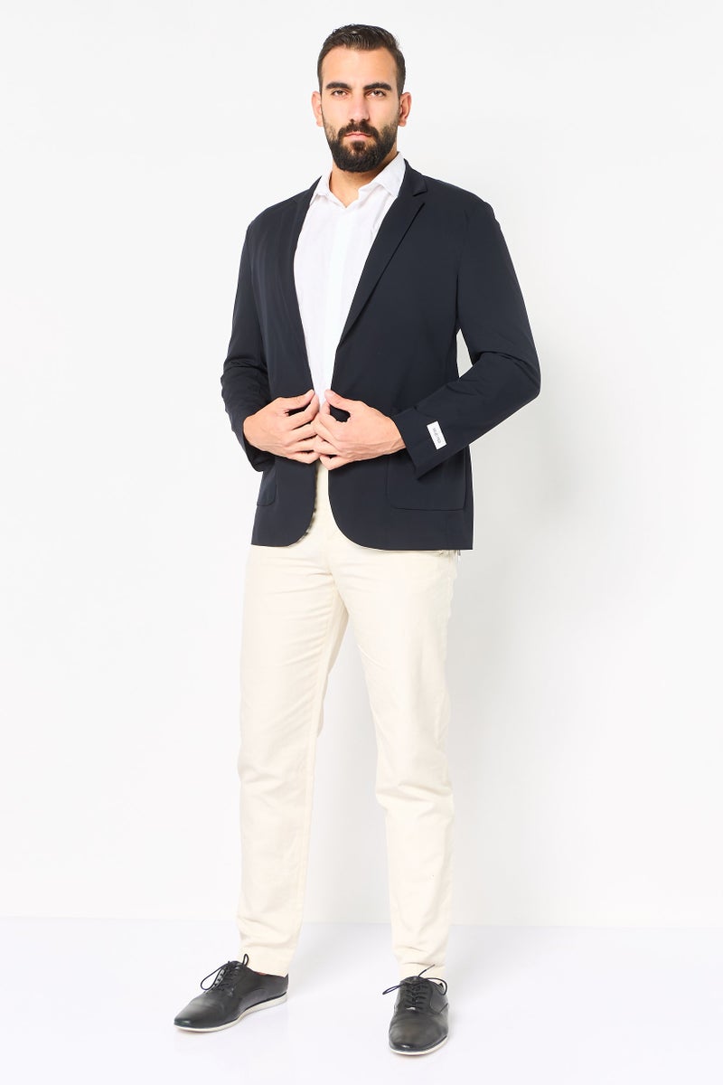 SELECTED Men Regular Fit Solid Semi-Formal Blazer, Dark Navy - Image 4