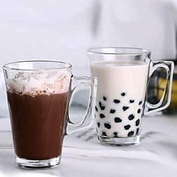 Jinelza Coffee Mugs Tea with Handle Transparent Honey and Cup Crystal Clear ice Glass for Cream Cups, Cute Small Espresso Cappuccino hot Chocolate Green Tea Small Tea Cup 130ML 6 PCS - Image 4