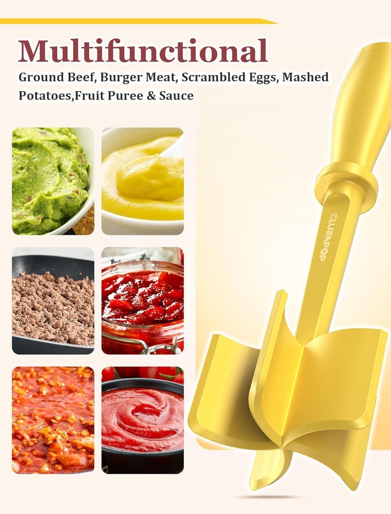 CLUEAPOP 5-Curve Blade Meat Masher for Ground Beef, Heat Resistant Hamburger Chopper, Non-Stick Mix and Chop Kitchen Tool - Image 5