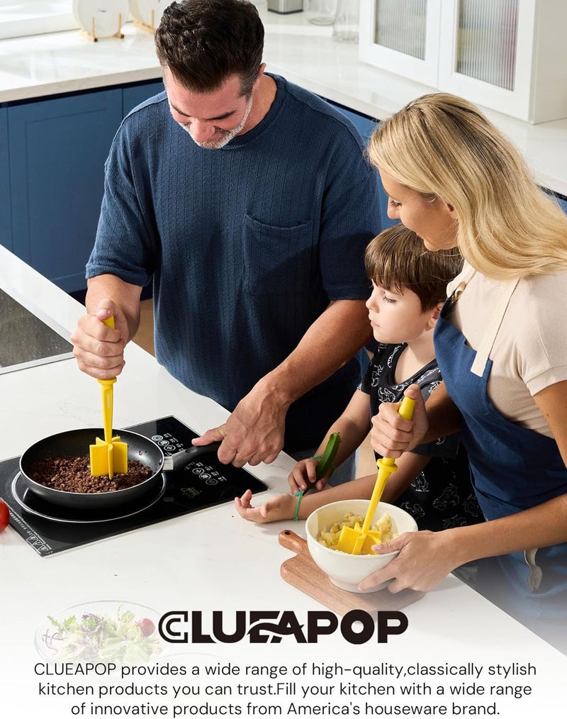 CLUEAPOP 5-Curve Blade Meat Masher for Ground Beef, Heat Resistant Hamburger Chopper, Non-Stick Mix and Chop Kitchen Tool - Image 2