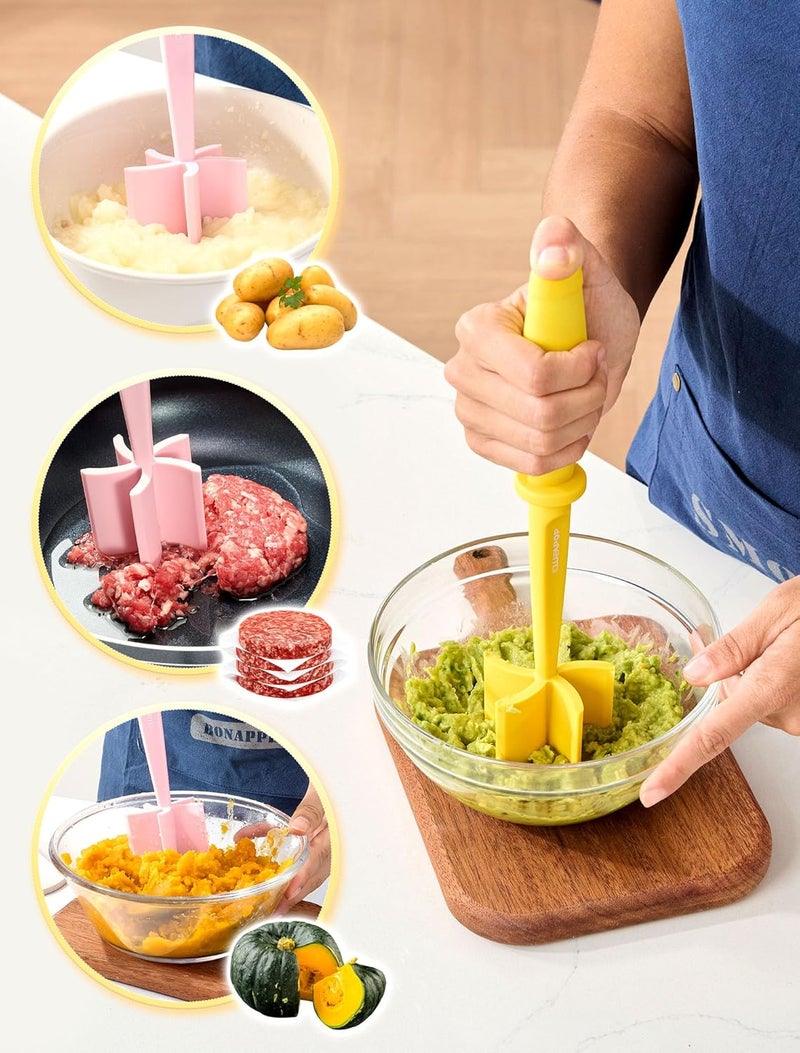 CLUEAPOP 5-Curve Blade Meat Masher for Ground Beef, Heat Resistant Hamburger Chopper, Non-Stick Mix and Chop Kitchen Tool - Image 3
