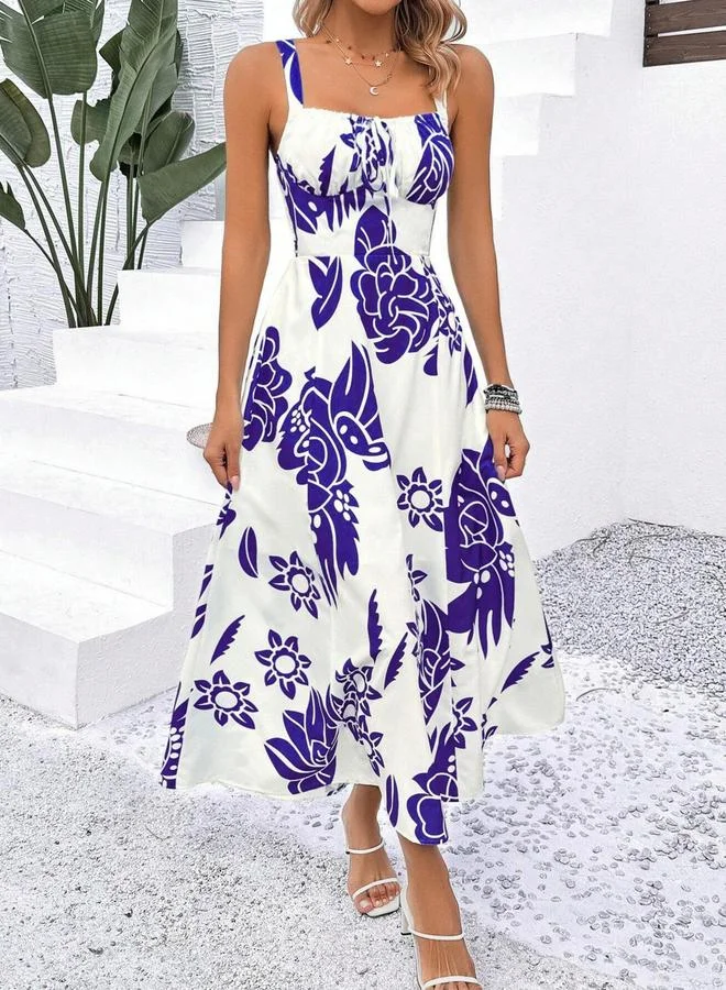 تايك تو فستان طويل بحمالات وقصة واسعة مطبوع