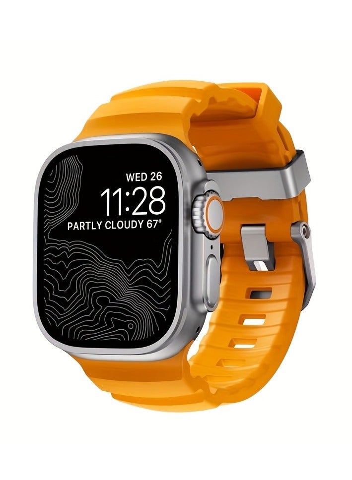 Silicone Smart Watch Band, Breathable Skin-Friendly Strap, Non-Waterproof, Tang Buckle, Compatible with Apple Watch Series 1-10, SE, Ultra Compatible with 42/44/45/49mm Case Sizes- Fashionable Coupl - Image 1