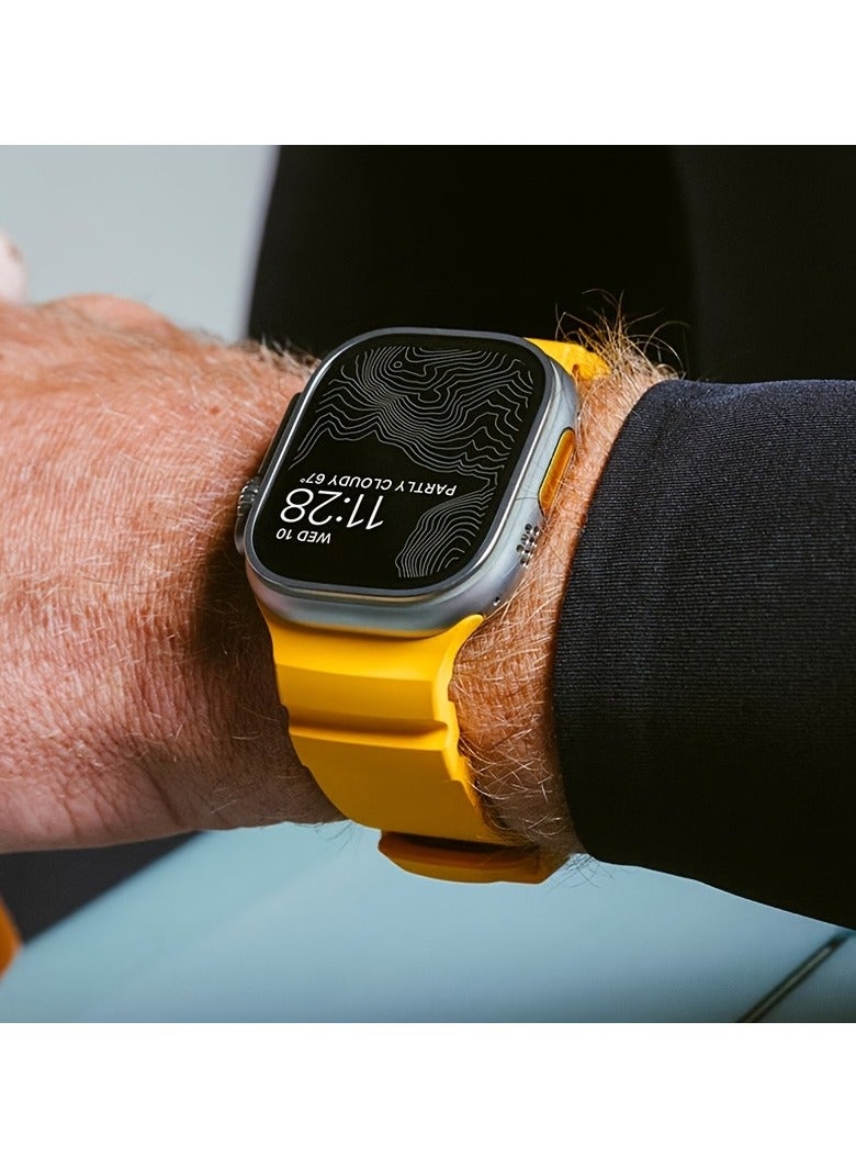 Silicone Smart Watch Band, Breathable Skin-Friendly Strap, Non-Waterproof, Tang Buckle, Compatible with Apple Watch Series 1-10, SE, Ultra Compatible with 42/44/45/49mm Case Sizes- Fashionable Coupl - Image 2