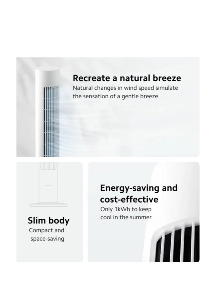 Xiaomi Smart Tower Fan 2 - Embrace a 150° natural breeze, Energy-saving and cost-effective Only 1kWh to keep cool in the summer, 28.7dB(A) low noise BPTSO2DM White - Image 4