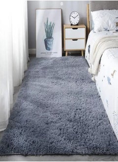 fashionhome Modern Home Floor Mat Carpet Furry Rug Fluffy Soft For Bedroom Decor Washable Grey 80 x 160 cm, Rectangle  - Image 3