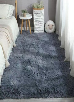 fashionhome Modern Home Floor Mat Carpet Furry Rug Fluffy Soft For Bedroom Decor Washable Grey 80 x 160 cm, Rectangle  - Image 1