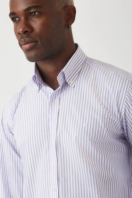 Bisse Men's Regular Fit Long Sleeve Patterned Shirt LILA GM22Y221016_C44