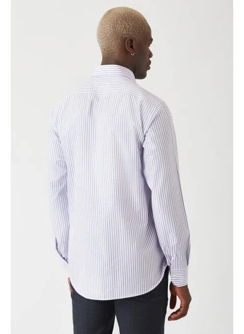 Bisse Men's Regular Fit Long Sleeve Patterned Shirt LILA GM22Y221016_C44
