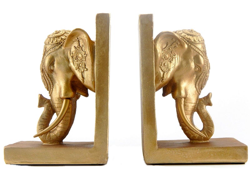 Bellaa 21817 Bookends Elephant Head Bookshelf Decor 7 inch - Image 2