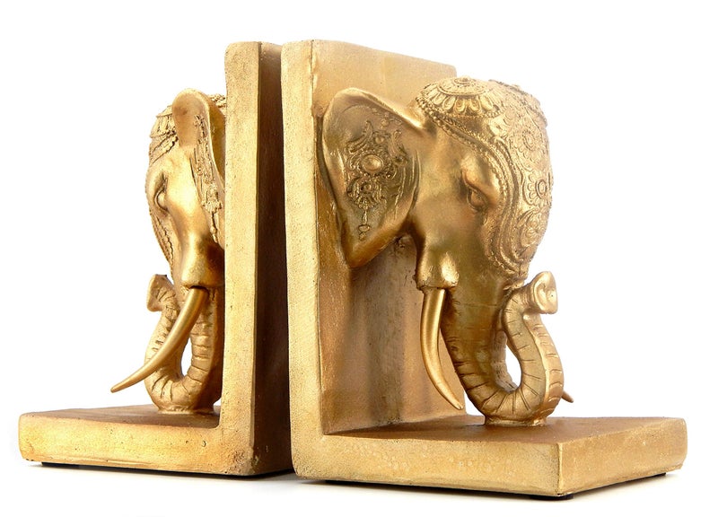 Bellaa 21817 Bookends Elephant Head Bookshelf Decor 7 inch - Image 3