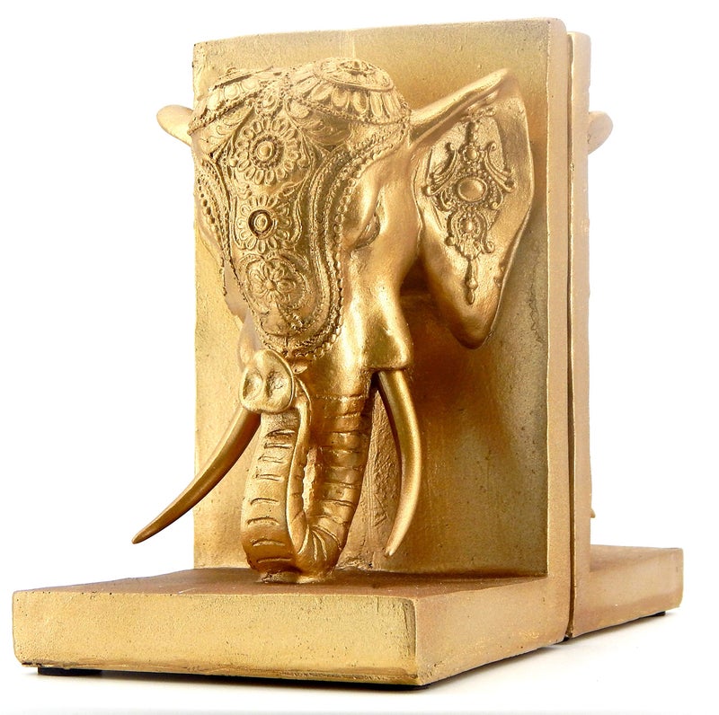 Bellaa 21817 Bookends Elephant Head Bookshelf Decor 7 inch - Image 4