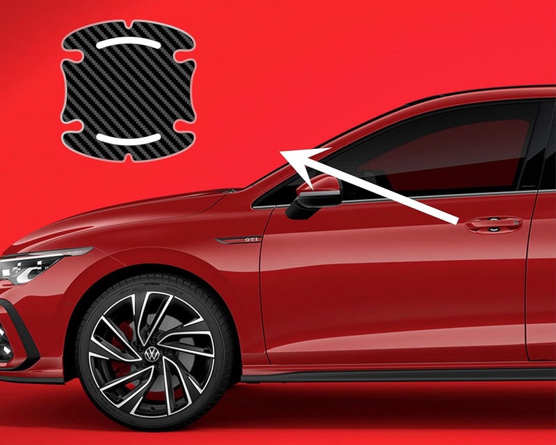 BIG FLAG BFRC 3D Carbon Fiber Car Door Handle Cup Scratch Guard with Reflector Sticker Universal for All Cars (Pack of 4) (3DREFVAR) (White) - Image 1