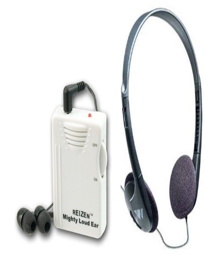 Reizen Mighty Loud Ear 120dB Personal Sound Hearing Amplifier with Earphones and Extra Headphones - Image 2
