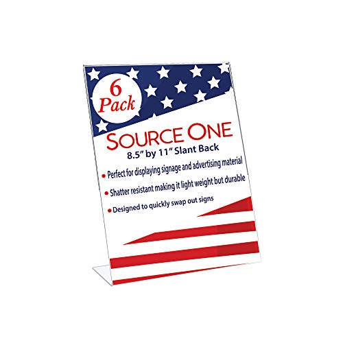 SOURCEONE.ORG Clear 8.5 X 11-Inches Acrylic Slant Back Sign Holder, Brochure Holder - Image 1