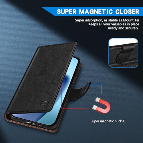 ZZXX for iPhone 17 Air Wallet Case with [RFID Blocking] Card Slot Kickstand Magnetic Closure Leather Flip Fold Protective Phone Case for iPhone 17 Air Case Wallet(Black-6.6 inch) - Image 3